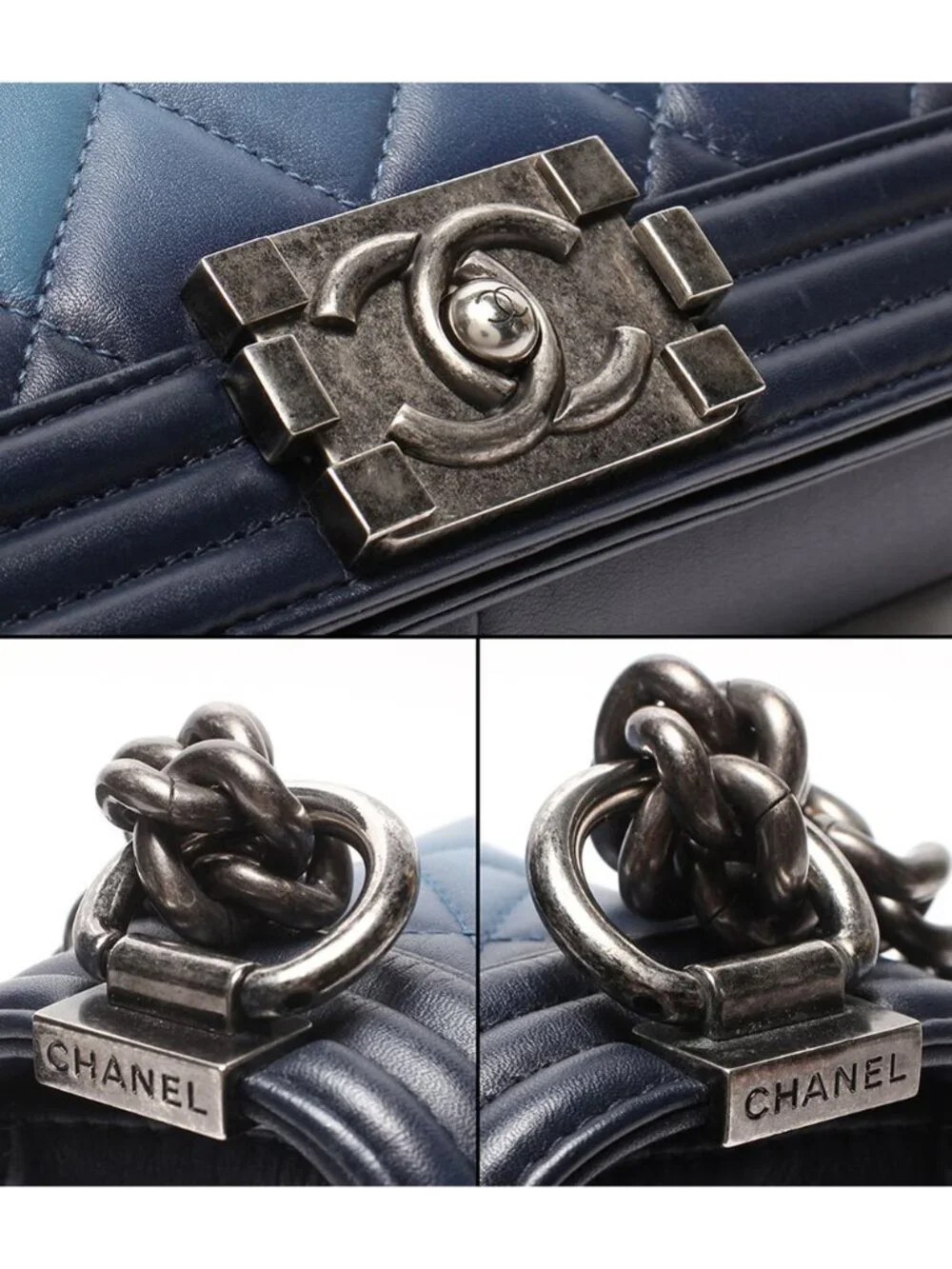 Chanel Chain Shoulder Bag Silver Single Flap Boy 25